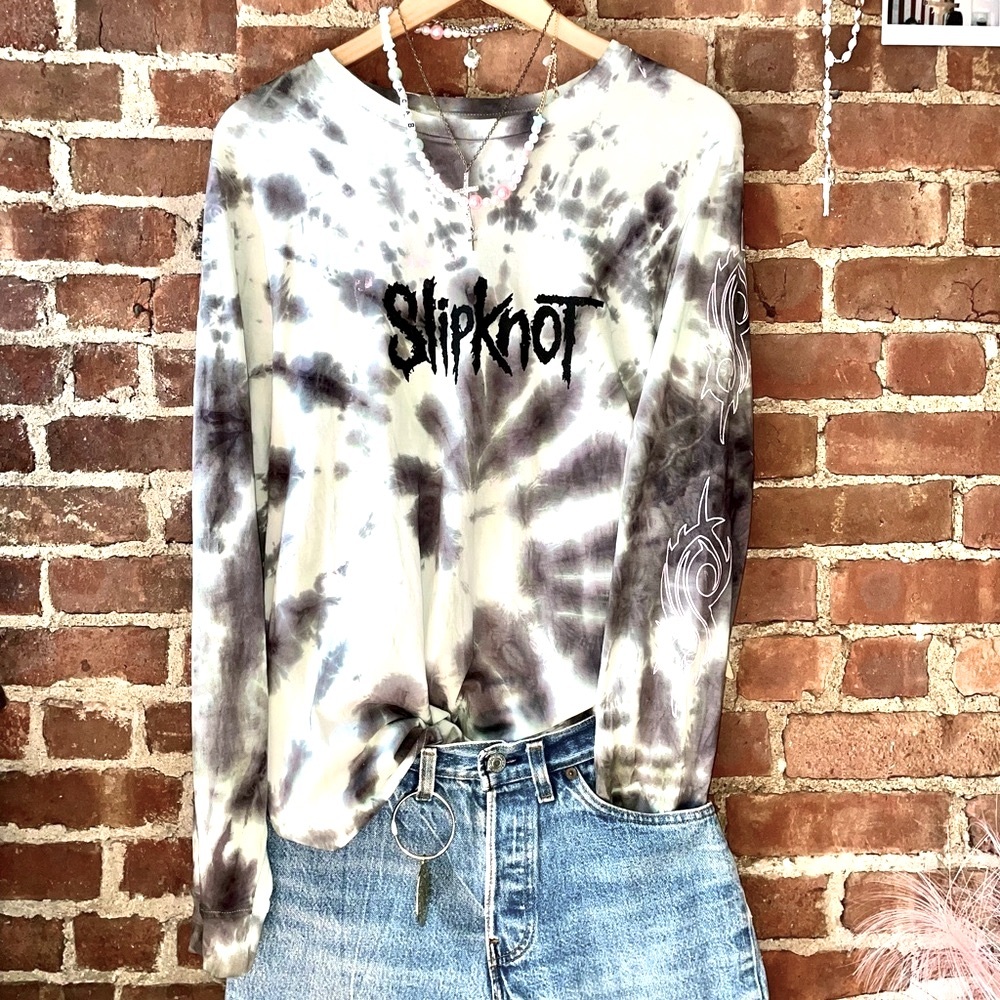 Slipknot ☯︎ Grey, Black + White Tie-dye long sleeve T
